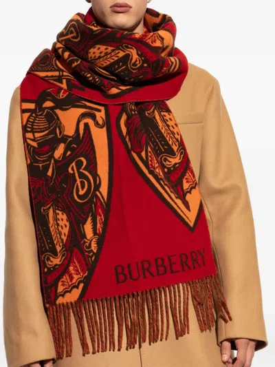 Burberry Charging Knight Scarf In Red
