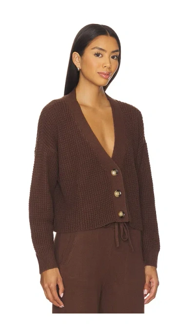 Eberjey Womens Chocolate Crop Textured Knit Cardigan In Brown