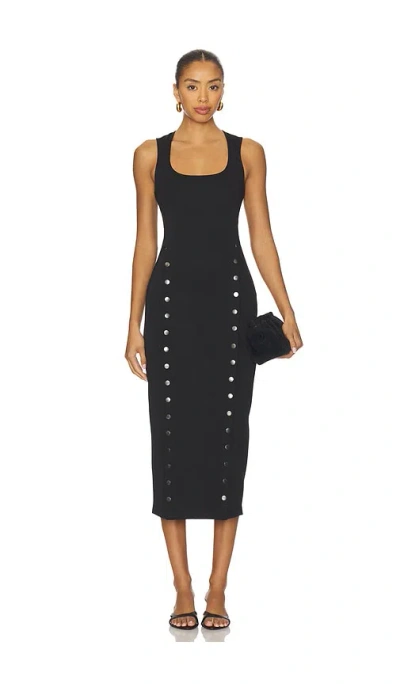 Fleur Du Mal Undo Me Button-embellished Midi Dress In Black