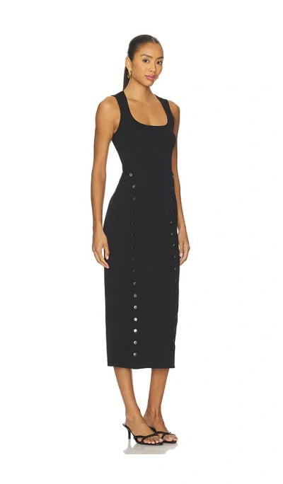 Fleur Du Mal Undo Me Button-embellished Midi Dress In Black