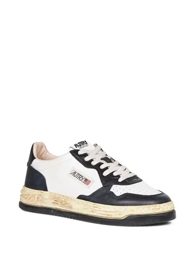 Autry Medalist Low Vintage X Mihara Yasuhiro White And Black Sneakers With Handcrafted Sole In Leather Man In Multi