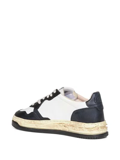 Autry Medalist Low Vintage X Mihara Yasuhiro White And Black Sneakers With Handcrafted Sole In Leather Man In Multi