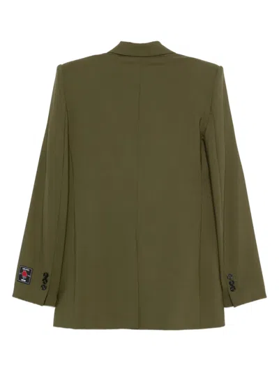 Msgm Tailored Double-breasted Green Jacket With Black Buttons In Green