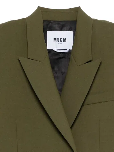 Msgm Tailored Double-breasted Green Jacket With Black Buttons In Green