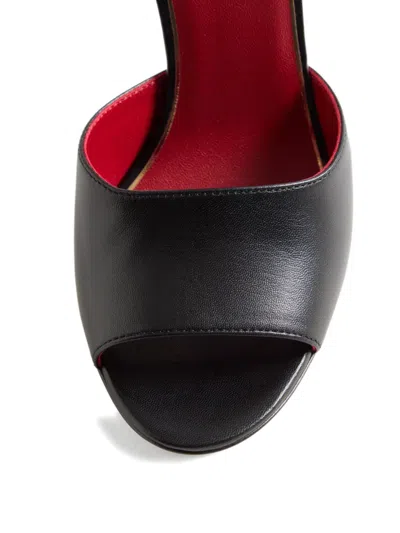 Valentino Embellished Rose Leather Sandals In Black