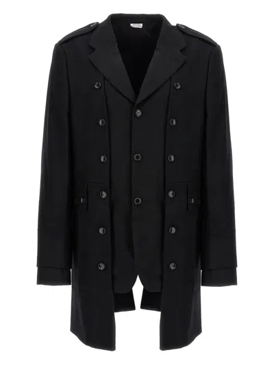 Comme Des Garçons Homme Deux Comme Des Garçons Homme Plus Double Layer Blazer Coat In Black