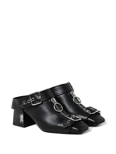 Courrèges Gogo Buckle Mules In Black