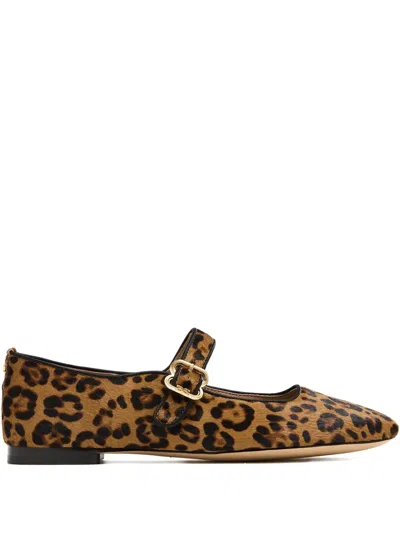 Sam Edelman Womens Michaela Leopard-print Leather Ballet Flats Tan Comb Eur 37 / 4 Uk In Brown