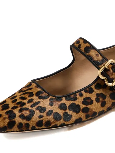 Sam Edelman Womens Michaela Leopard-print Leather Ballet Flats Tan Comb Eur 37 / 4 Uk In Brown