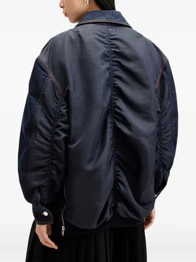 Allsaints Dillan Denim-panelled Jacket In Blue