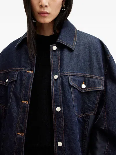 Allsaints Dillan Denim-panelled Jacket In Blue