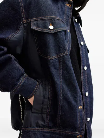 Allsaints Dillan Denim-panelled Jacket In Blue
