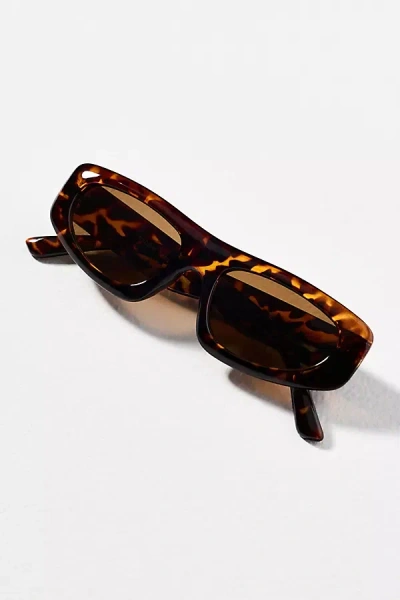 Elite Eyewear Flat Top Rectangle Sunglasses In Brown