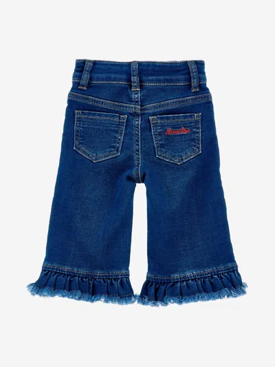 Monnalisa Girls Heart Denim Fleece Jeans In Blue