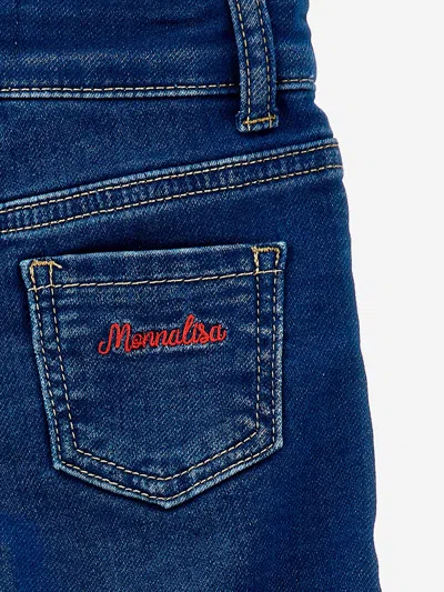 Monnalisa Girls Heart Denim Fleece Jeans In Blue