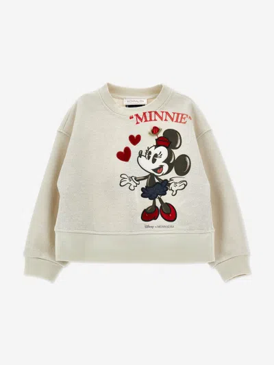 Monnalisa Kids' X Disney Minnie Mouse Embroidered Sweatshirt In Neutral