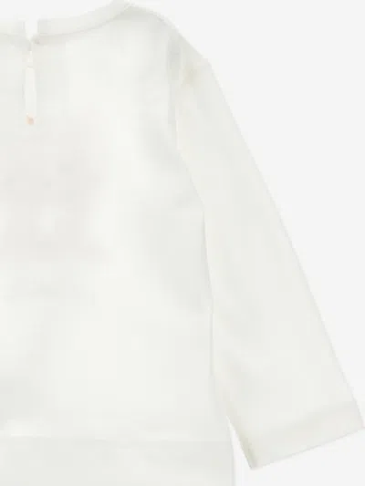 Monnalisa Ivory T-shirt For Baby Girl With Minnie In White