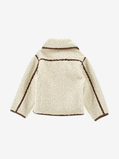 Monnalisa Plush Coat With Buttons In White