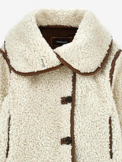 Monnalisa Plush Coat With Buttons In White
