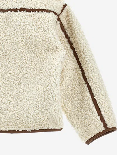 Monnalisa Plush Coat With Buttons In White