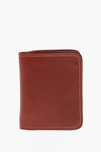 Guidi Solid Color Leather Wallet In Brown