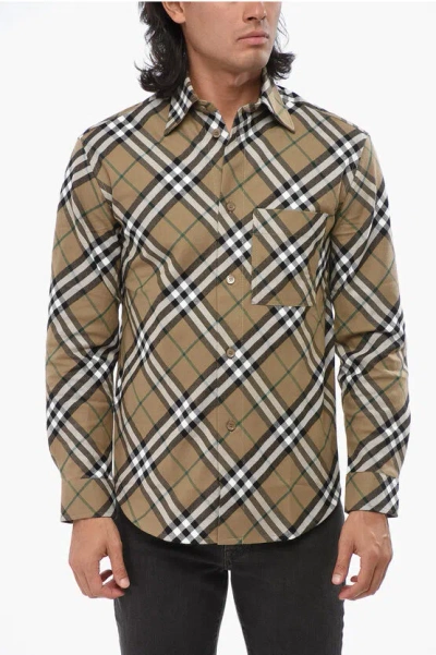 Burberry Embroidered Oxford Shirt Collar Button-down In Lindenipcheck