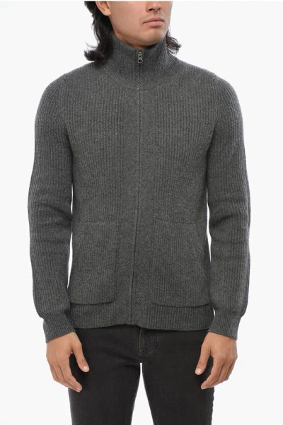 Oliver Lattughi Cashmere Turtleneck Sweater With Zip Closure In Gray