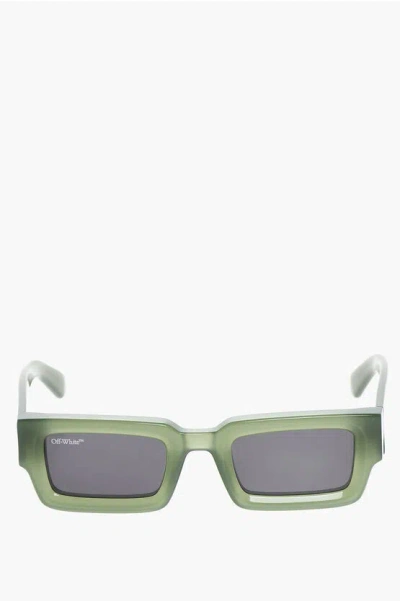 Off-white Solid Color Lecce Sunglasses With Rectangular Frame In Green