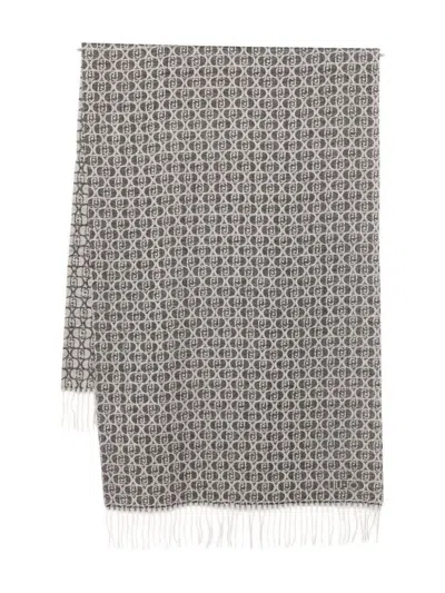 Liu •jo Monogram Fringed Scarf In Gray