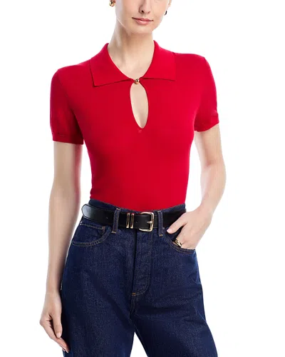 Frame Womens Bright Raspberry The Keyhole Polo Cotton-modal Knitted Top In Black