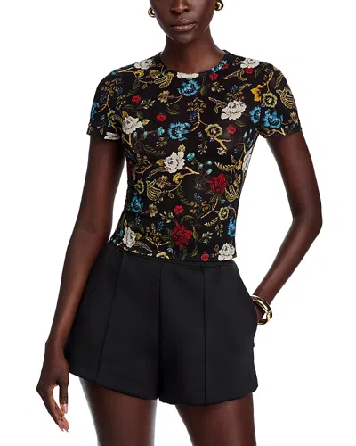 Alice And Olivia Tess Crewneck Tee In Brown