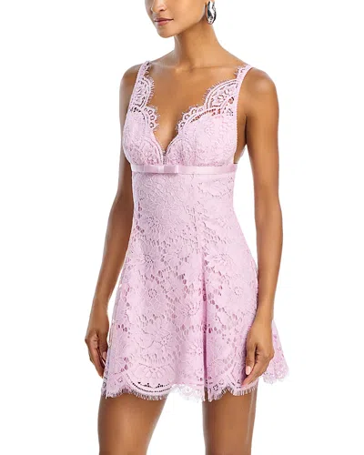 Self-portrait Pink Foral Lace Mini Dress With Satin Bow In Multi