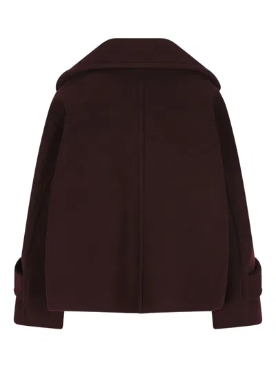 Chloé Women Violet Double-breasted Jacket With Wide Notched Revers And Dropped Shoulders In Wool Ble In Brown