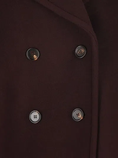 Chloé Women Violet Double-breasted Jacket With Wide Notched Revers And Dropped Shoulders In Wool Ble In Brown