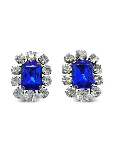 Pre-owned Jennifer Gibson Jewellery 1980s Blue-crystal Choker Cuff And Earrings Set In Silver