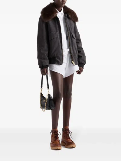 Prada Black Cotton Padded Jacket In Black