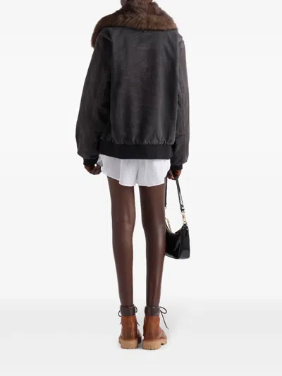 Prada Black Cotton Padded Jacket In Black