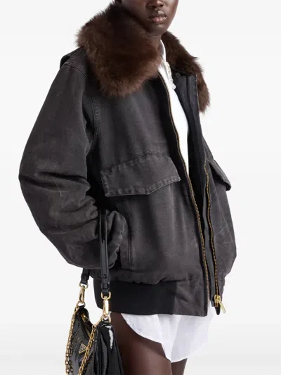 Prada Black Cotton Padded Jacket In Black