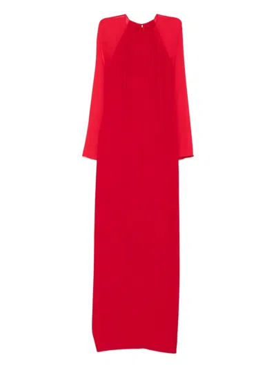 Alberta Ferretti Cardy Long-sleeve Maxi Dress In Red