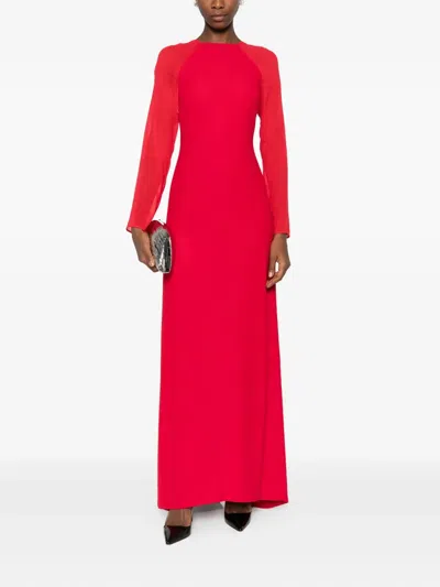 Alberta Ferretti Cardy Long-sleeve Maxi Dress In Red