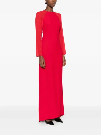 Alberta Ferretti Cardy Long-sleeve Maxi Dress In Red