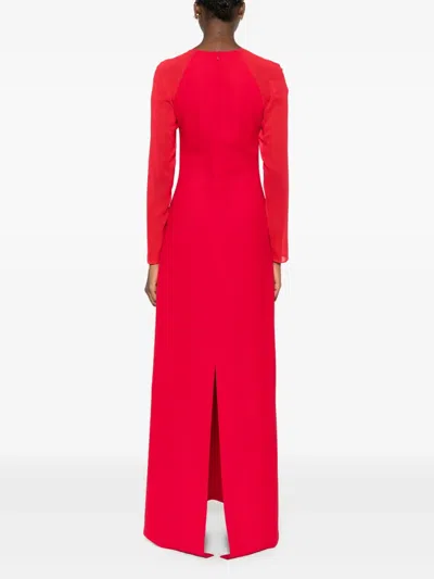Alberta Ferretti Cardy Long-sleeve Maxi Dress In Red