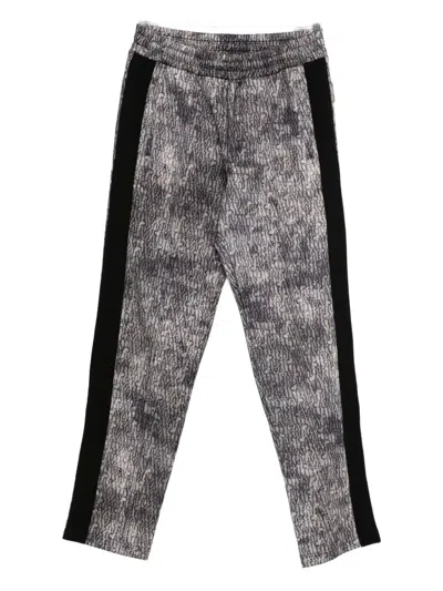 Just Cavalli Pants With Logo Print And Side Stripes In Gray