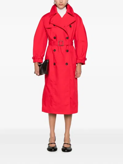 Jacquemus Belted Trench Coat With Structured Collar In Red