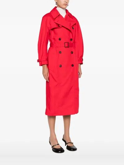Jacquemus Belted Trench Coat With Structured Collar In Red