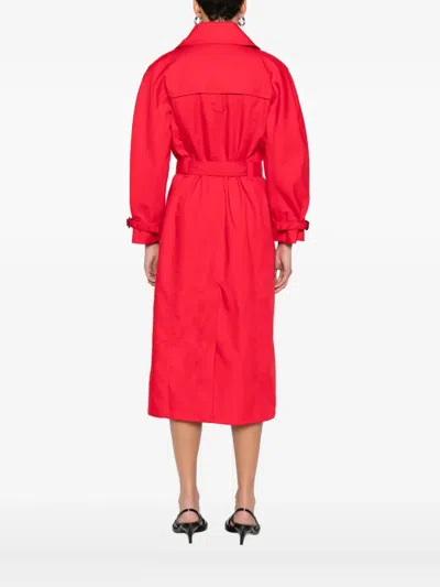 Jacquemus Belted Trench Coat With Structured Collar In Red