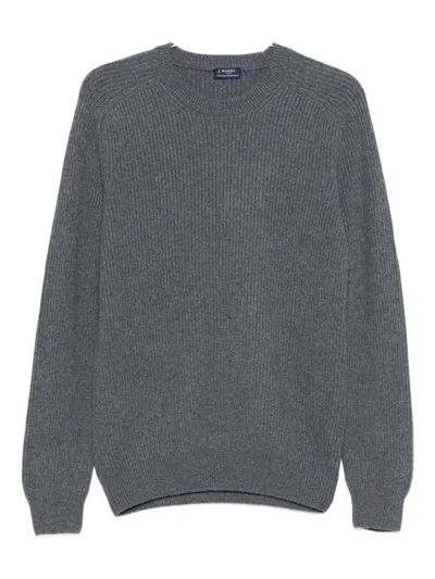 Barba Napoli Barba Gray Crewneck Long-sleeved Sweater In Gray