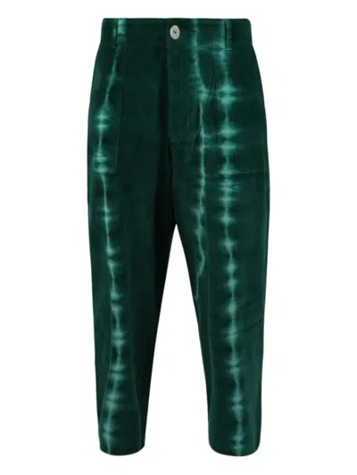 The Elder Statesman Grid Cord Work Trousers In Green