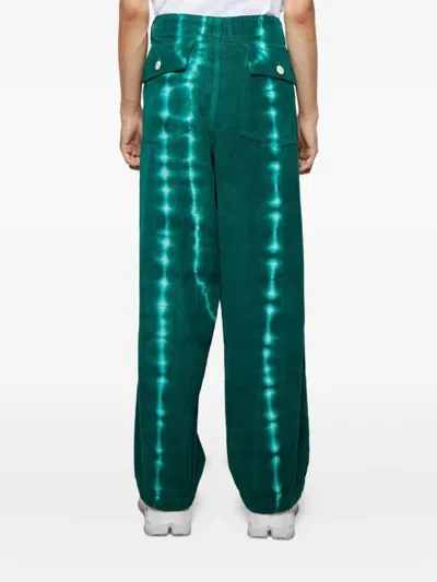 The Elder Statesman Grid Cord Work Trousers In Green