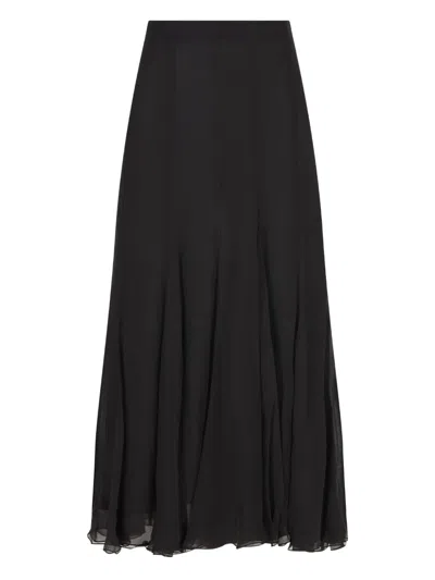 Chloé Maxi Skirt With Sheer Overlay And Flowy Design In Black